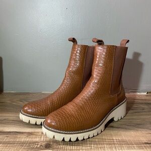 Brown Textured Ankle Boots